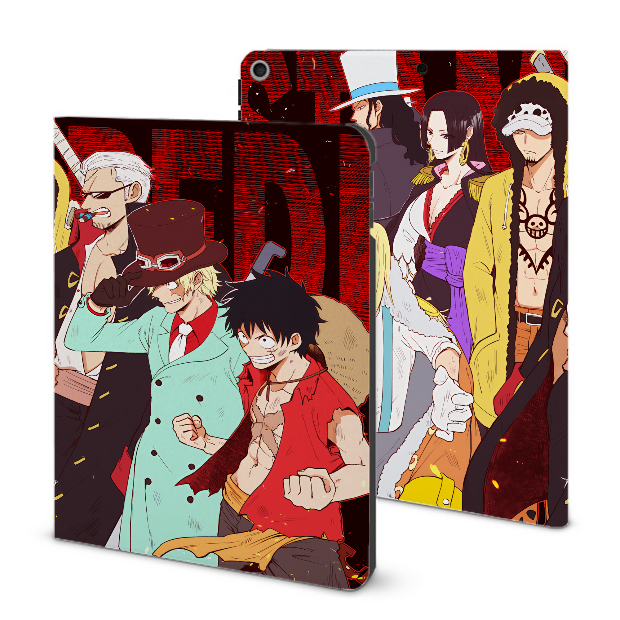 （画像用） ワンピース ONE PIECE IPad ケース ブック型 PUレザー TPU 耐衝撃 軽量 薄型 ペン収納なし 全面保護 IPad 各モデル対応